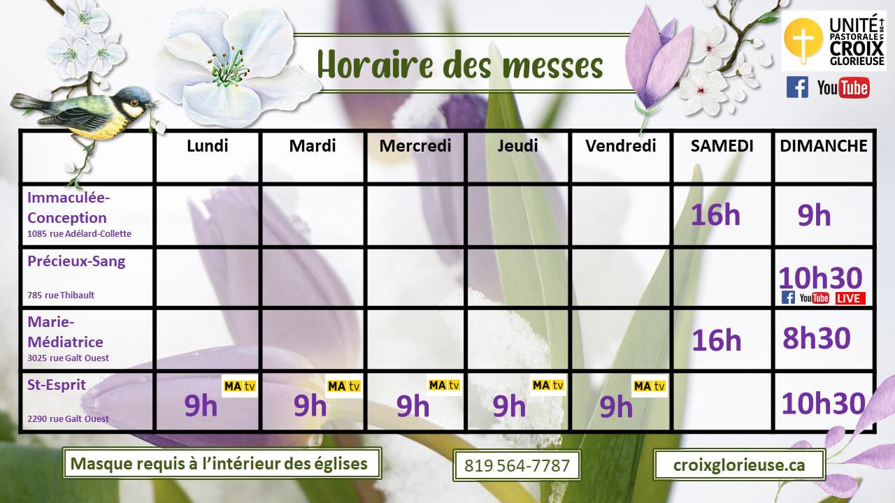 Horaire des MESSES 22 février 2022. Masque 500 personnes Horaire des MESSES 22 février 2022. Masque 500 personnes