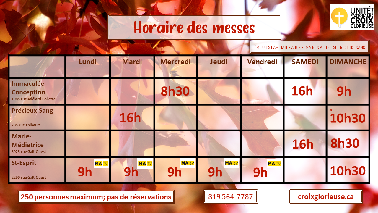 Horaire automne 2021 AVEC MATV Horaire automne 2021 AVEC MATV