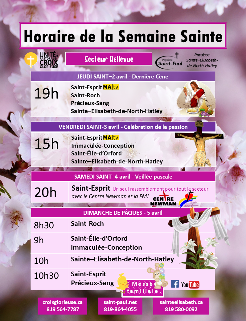 Horaire Semaine Sainte 2026 Secteur Bellevue