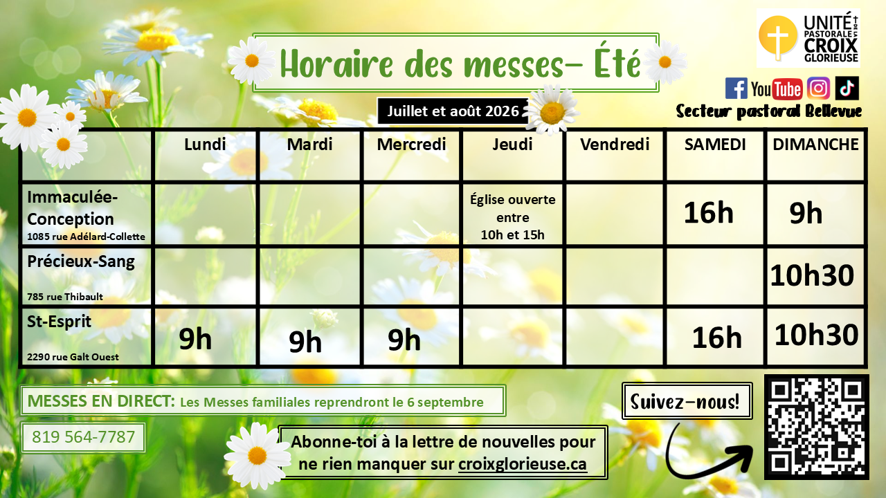Horaire messes Été 2026
